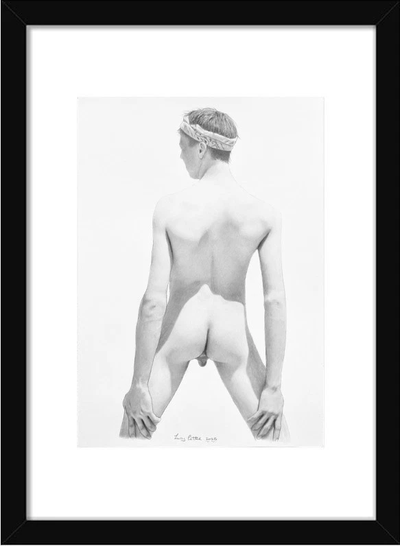 MALE NUDE NATURIST Original Graphite And Charcoal NAKED DRAWING GAY INTEREST - Image 2 of 4