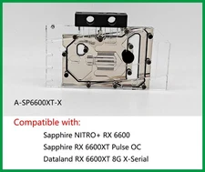 Granzon A-SP6600XT-X GPU Water Block Use For Sapphire RX 6600 XT Pulse OC