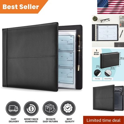 Professional Faux Leather Checkbook Binder with Pen Loop - 600 Checks Capacity