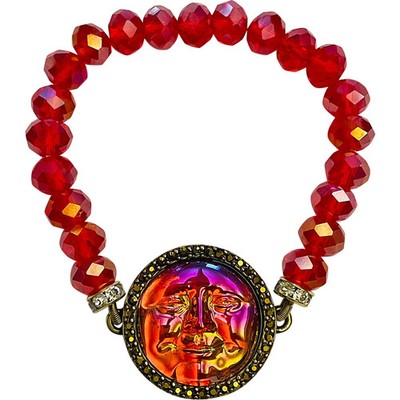 Kirks Folly Seaview Water Moon Beaded Stretch Bracelet (Goldtone/Red/Medium)