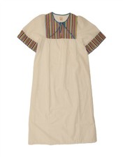 VINTAGE Womens Basic Dress UK 12 Medium White Striped Polyester DD25