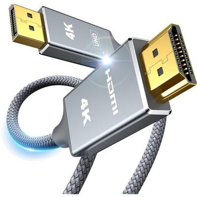 DisplayPort auf HDMI Kabel 4K 1,8m Unidirektional für Laptop PC Fernseher