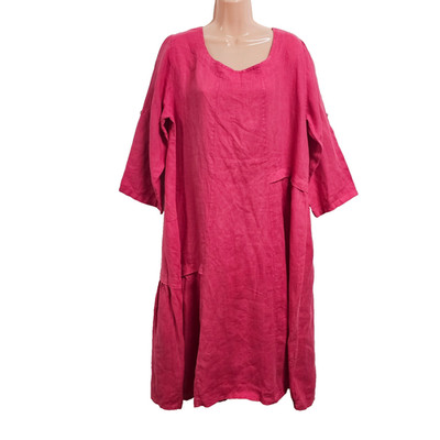 Made in Italy Lagenlook Pleated Dress Women One Size 100% Linen