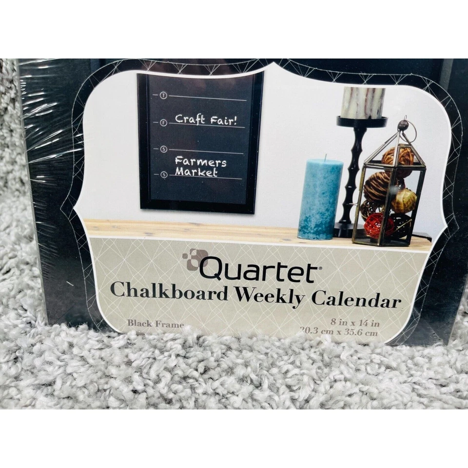 Quartet Set Of 2 Weekly Calendar Chalkboard 8"x14" Black Frame & Set Of 6 Chalk - Image 3 of 4
