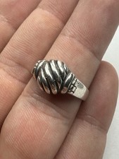 Vintage Sterling Silver Textured Ripple Wavy Dome Band Ring Size 8 - 4.1g