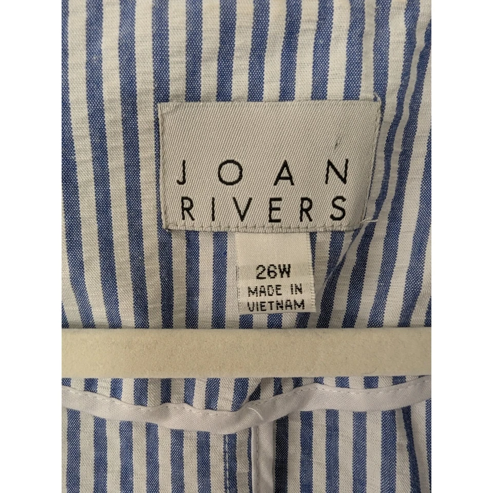 Chaqueta Blazer Joan Rivers Azul Blanco Rayas Seersucker Talla Grande 26W Náutica Foto 4 de 4