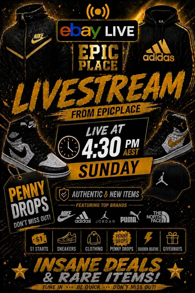 🔥EpicPlace - LIVESTREAM | PENNY DROPS | Sneakers and Clothing | $1 Starts✅