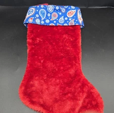 Pepsi Cola Handmade Full Size Christmas Stocking Decor Paisley Fabric Trim