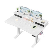 Veken 47.2" 27.6" Home Office Standing Desk with Monitor Riser, Adjustable