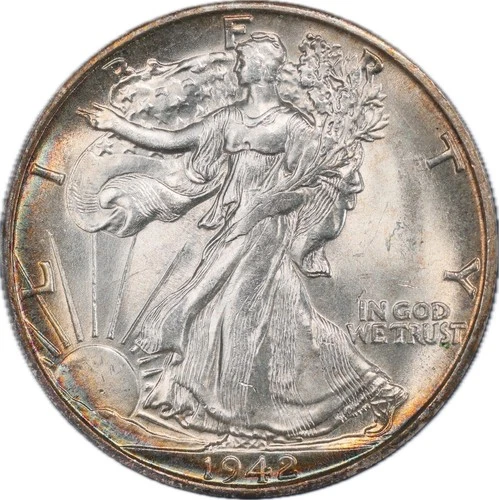 1942-S 50C MS65 Walking Liberty Half Dollar - NGC MS65 - Rim Toned