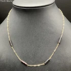 Vintage 14K Yellow Gold Black Bead Station Necklace 16 Inch 1.68g