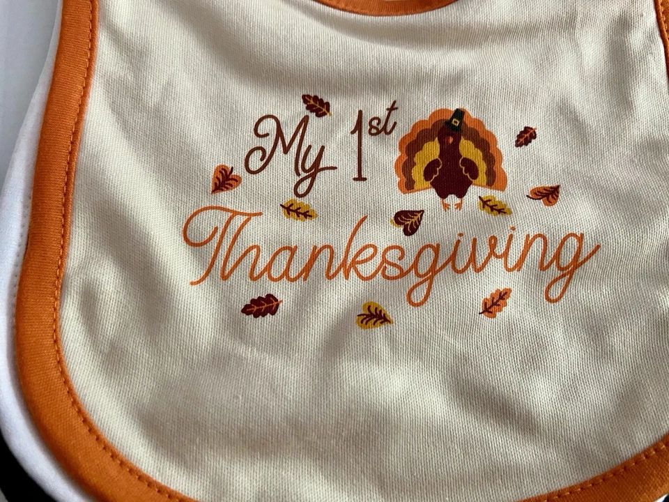 Pack de 3 baberos orgánicos bebé’s 1er Día de Acción de Gracias, Navidad, Año Nuevo regalo de ducha Foto 2 de 4