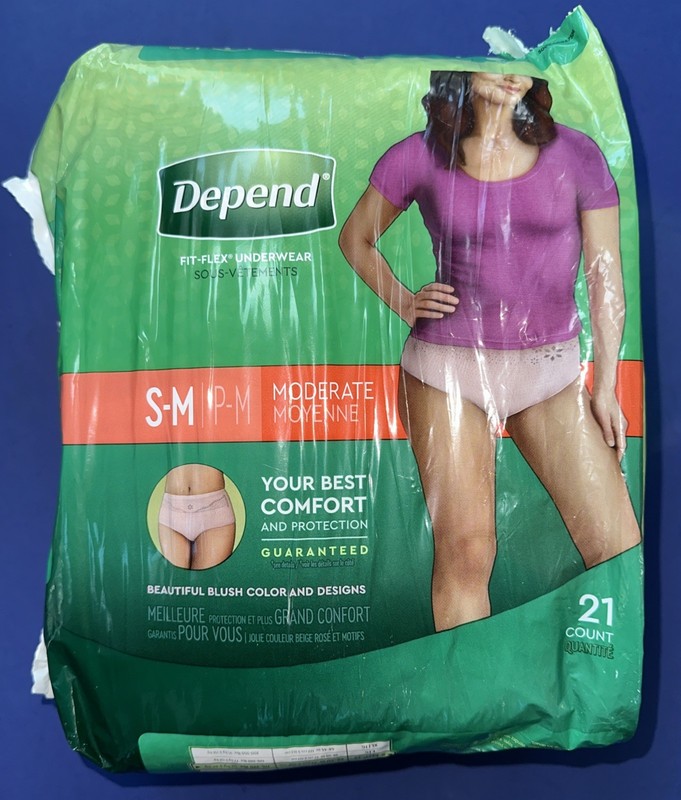 DEPEND FIT-FLEX UNDERWEAR MODERATE BLUSH COLOR/DESIGNS 21 COUNT NIP! RARE FIND