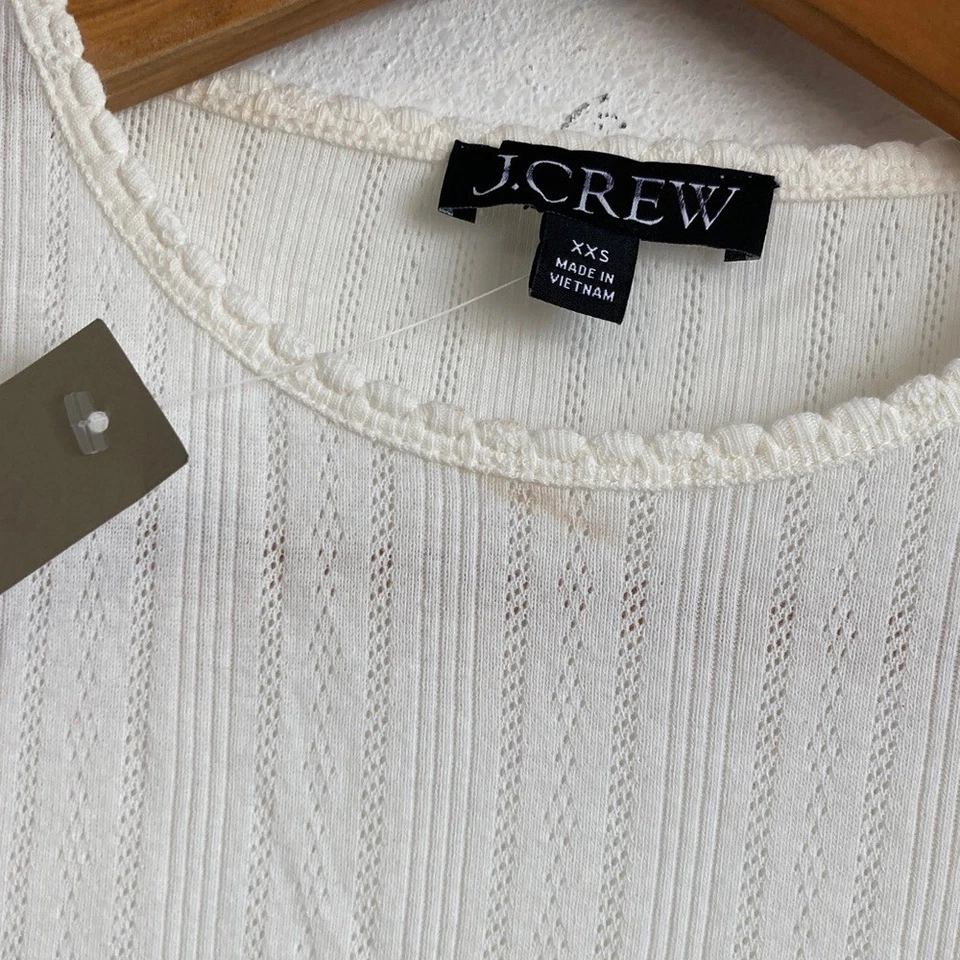 J. Crew Women's Pointelle short-sleeve T-shirt Ivory XXS - Image 4 of 4