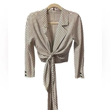 VALENTINO STRIPED TIE FRONT BLOUSE WOMENS SIZE 4