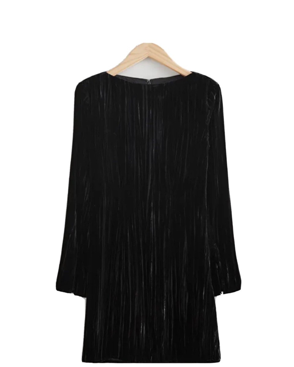 &OTHER STORIES DRESS VELVET LONG SLEEVE MINI DRESS BLACK UK10 38 PADDED  SHOULDER | eBay UK