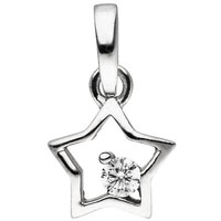 Kinder AnhäNger Stern Sternchen 925 Silber Zirkonia Weiß Halsschmuck 8,6X8Mm