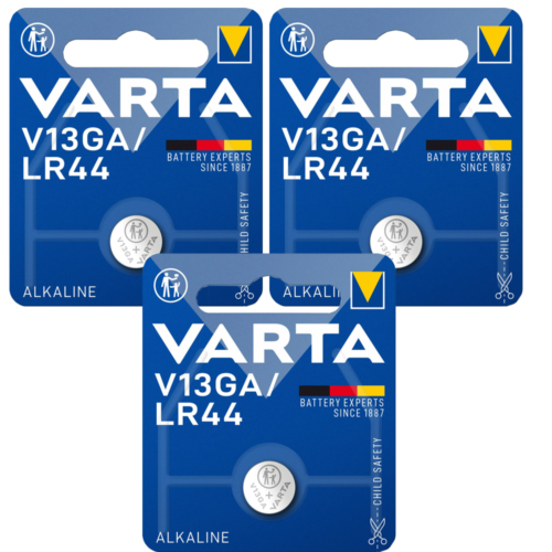 3 especificaciones alcalinas Varta. Célula de botones V13GA/LR44 LR 44 manganeso alcalino 155 mAh 1.5 - Imagen 1 de 6