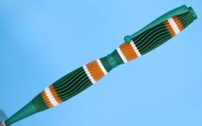 3D Printed Fancy Ballpoint Pen in Green Finish with Green & Gold Silk PLA Barrel