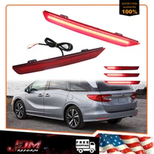 For 2011-17 Honda Odyssey Red Rear Bumper Reflector LED Tail Brake Signal Lights