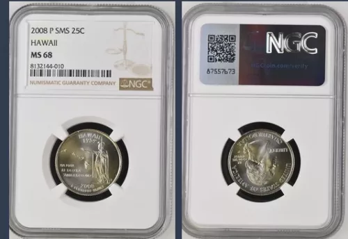 2008 P Hawaii State Quarter NGC MS68 SMS