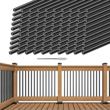 101Pack 26" Aluminum Deck Balusters Round Black Deck Railing w/Screws,Connectors
