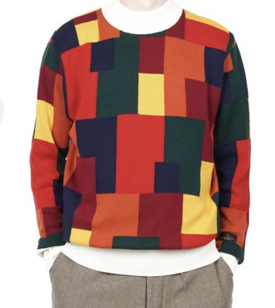 Aime Leon Dore X Woolrich Intarsia Knit Sweater- Multi Colorblock