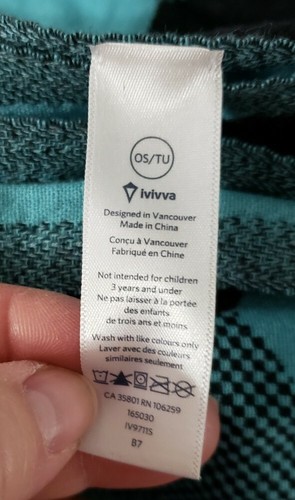 Ivivva Wrap Up And Go Scarf Black Tender Skye Blue Black Cotton Wool - Picture 6 of 7