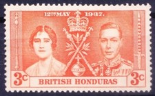 British Honduras 1937 Mint no gum, King George VI & Queen Elizabeth,  Coronation