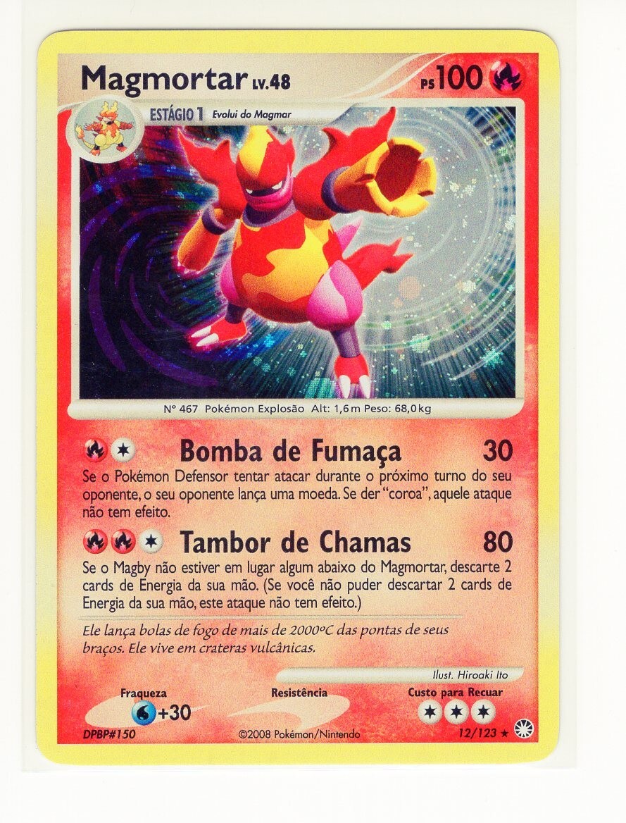 ~PT~ PORTUGUESE Magmortar Holo 12/123 DP Mysterious Treasures Pokemon Card (LB3)