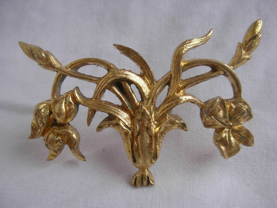 ANTIQUE FRENCH GILT BRONZE ORNEMENTS,IRIS PATTERN,ART NOUVEAU - Image 2 of 4