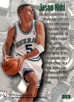 1995-96 Fleer Metal Basketball Jason Kidd Nuts & Bolts #213 Dallas