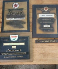 Texaco Oil & Sinclair gas station service awards lot of 3