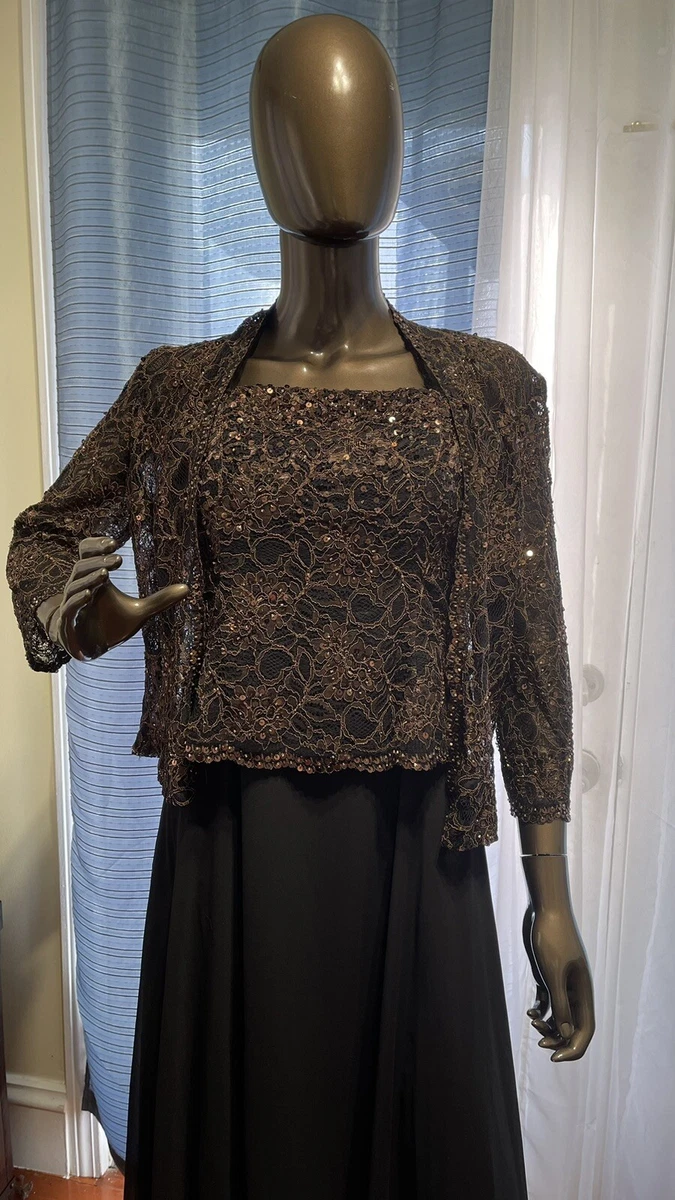 David Bridal Bridesmaid dress Sz 8 Black gold elegant dress w
