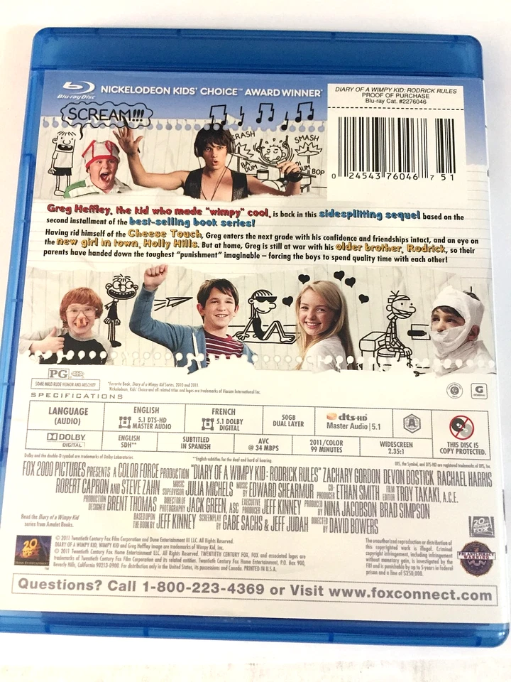 Diary of A Wimpy Kid Blu-Ray  Ships Same Day With Tracking - Image 2 of 2