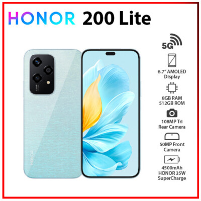 (New) Honor 200 Lite 5G BLUE 8GB+512GB Dual SIM Unlocked Android Cell Phone