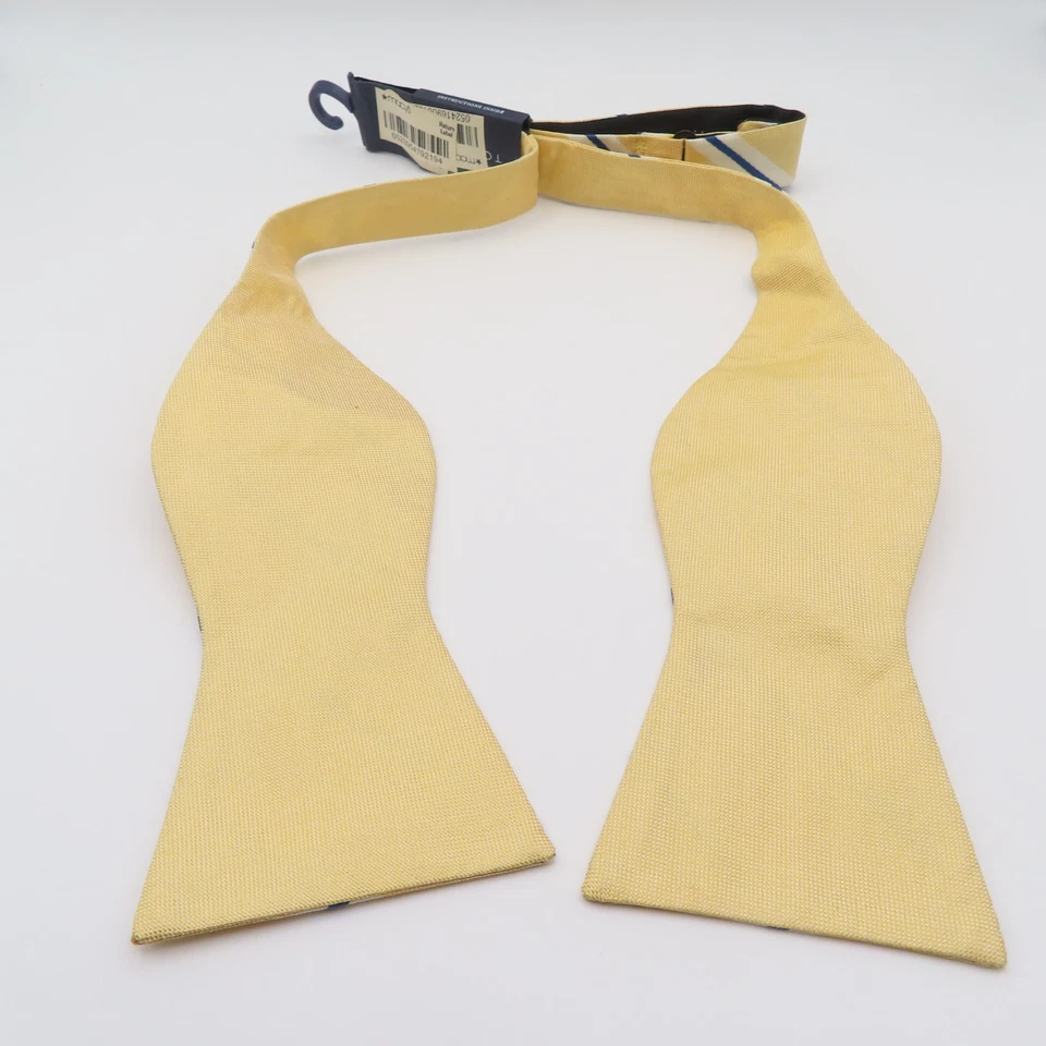 Tommy Hilfiger Pajarita Seda Amarillo Azul Rayas 2.5" Ancho Auto Corbata NUEVO Foto 3 de 4