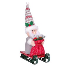 Santa Claus Sleigh Metal Wood Cloth Decoration for Christmas Desktop Ornament