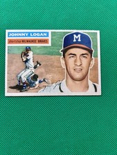 1956 Topps #136 Johnny Logan Milwaukee Braves mid-level EX-MT          B56#136A1