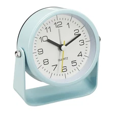 3.4" Small Analog Alarm Clock, Adjustable Angle Small Desk Clock, Light Blue