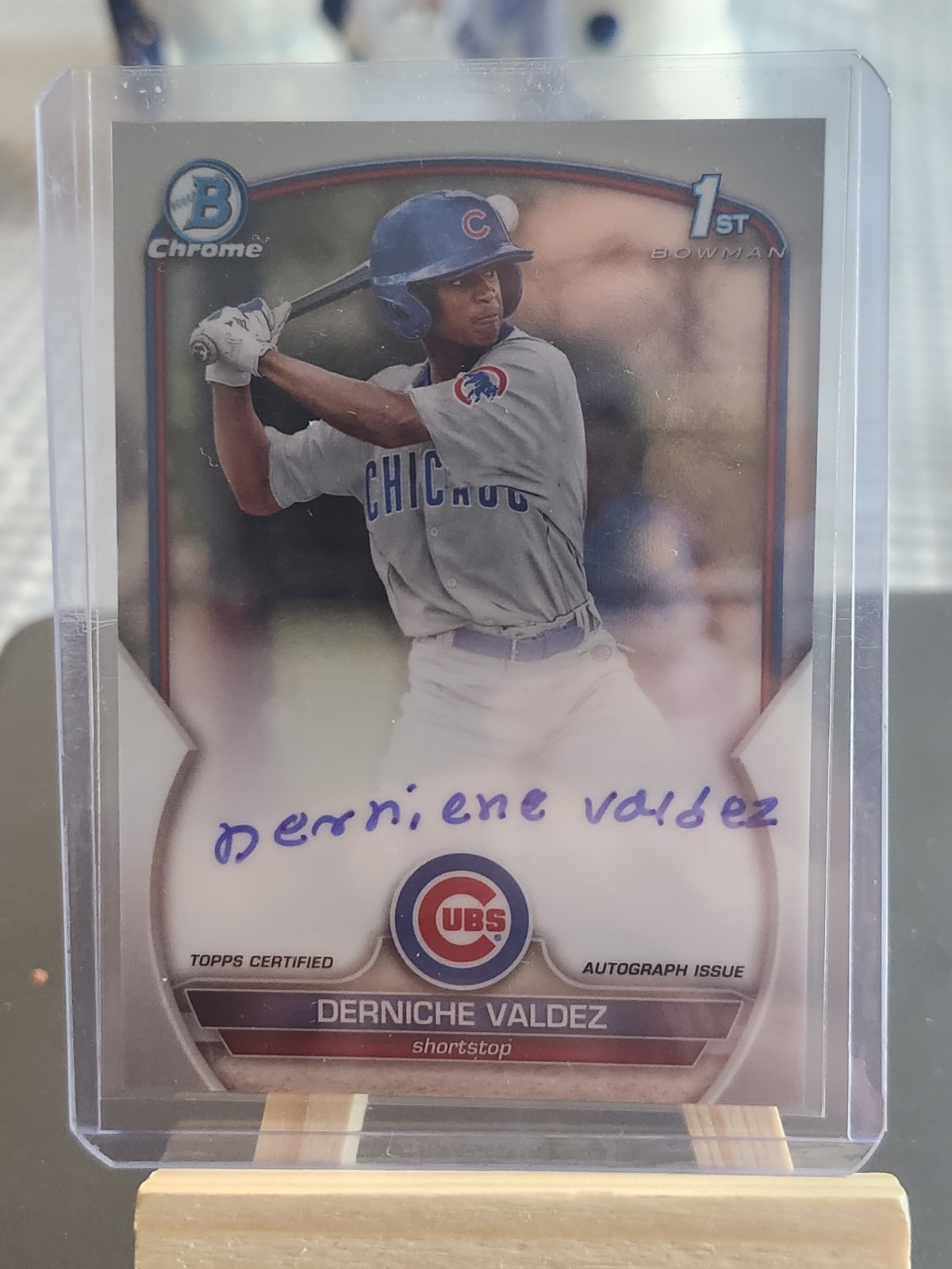 2023 Bowman Derniche Valdez Chrome Auto 1st Prospect #CPA-DV Cubs