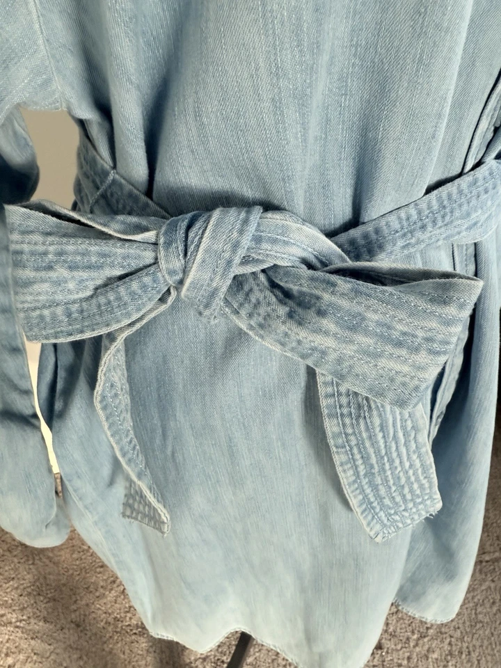 VESTIDO CAMISERO VAQUERO EXPRESS MUJER MANGA LARGA HASTA LA RODILLA TALLA XS NUEVO CON ETIQUETA $98 Foto 3 de 4