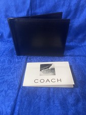 Coach Billfold Wallet With Money Clip Black Calf Leather