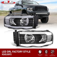 Black Driving Led Tube Head Light Lamps For 2003-2005 Dodge Ram 2500 3500 Pickup