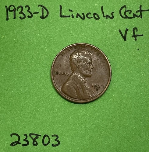 1933 D Lincoln Wheat Cent / Penny 1c Vf Very Fine