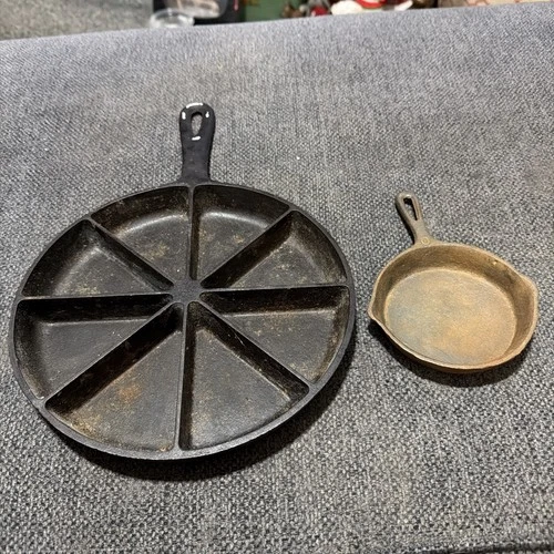 Vintage 1920-30s Griswold #0 Cast Iron Skillet 562 Erie PA & Corn Bread Skillet
