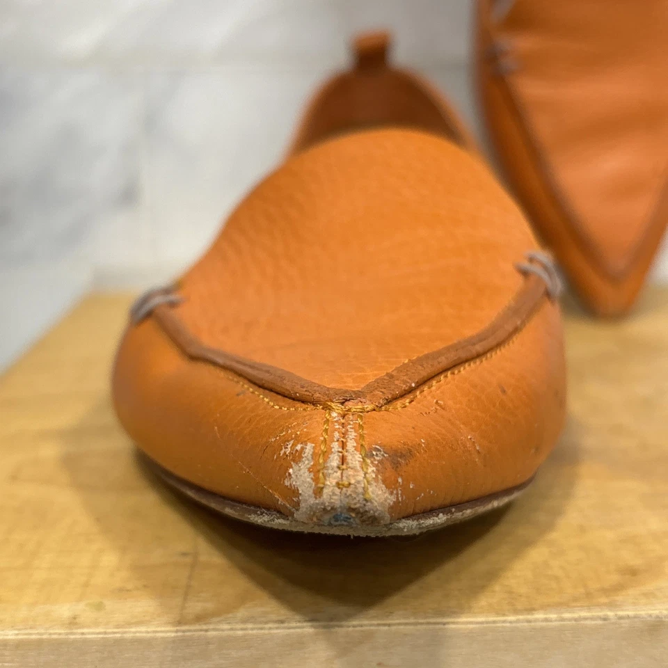 Nicholas Kirkwood  Orange BetLeather Pointed Toe Flats Loafers Women’s Size 38 - Image 3 of 4