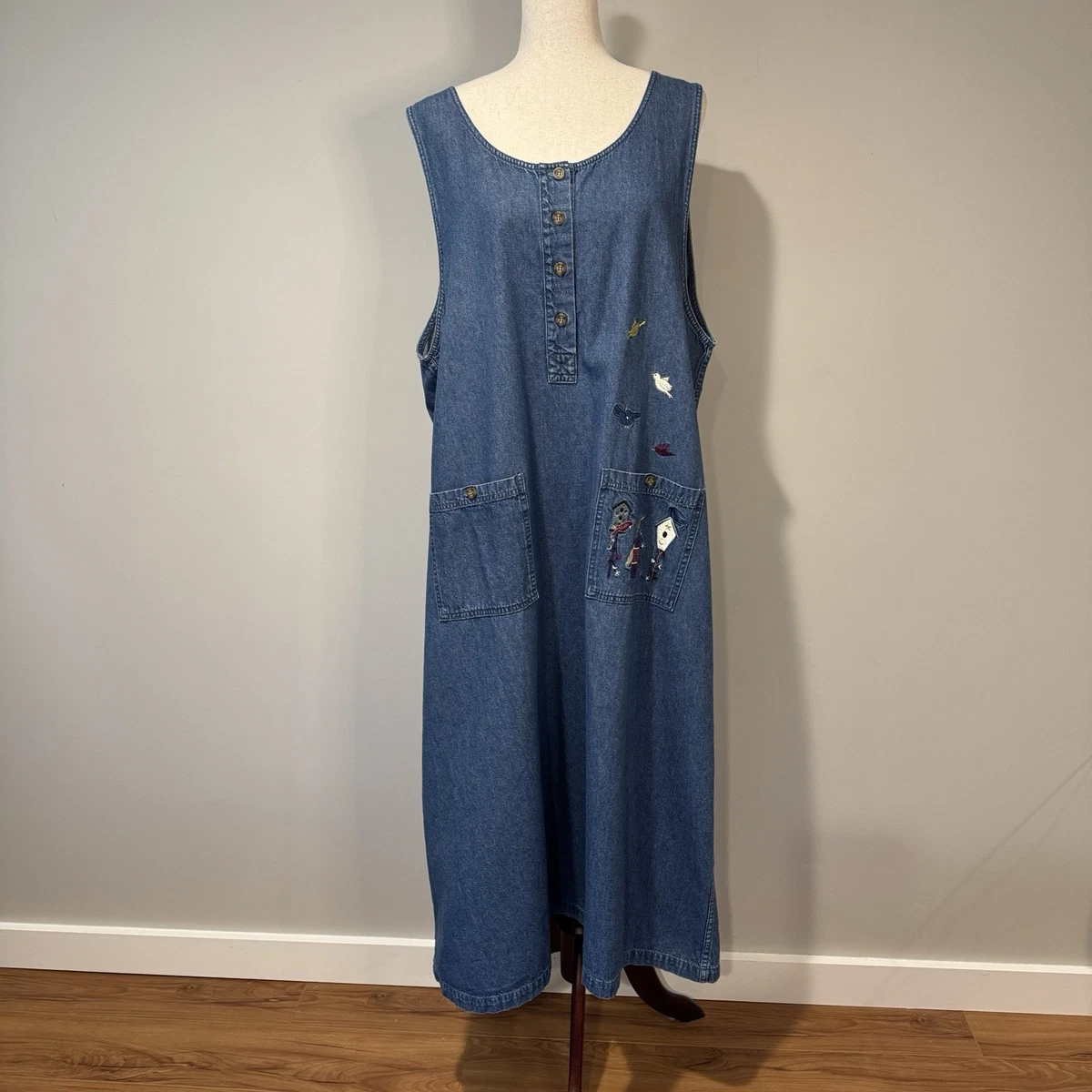 plus size denim jumper dress Agnes Orinda Plus Size Denim Overall Dress for Women Sleeveless V Neck Denim  Jumper Dress Pinafore 1X Black Blue at Amazon Women's Clothing store
