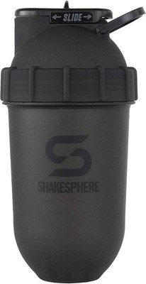 ShakeSphere Tumbler Protein Shaker Bottle Matte Black/Black 700ml 24oz Gym Worko