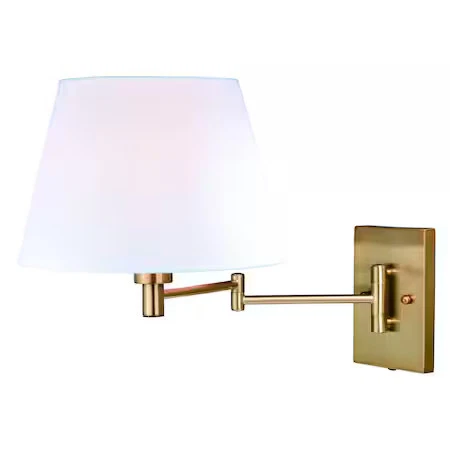 VAXCEL W0261 Chapeau Plug-In Brass Cone Motion Sensor Swing Arm Wall Lamp White - Picture 1 of 7